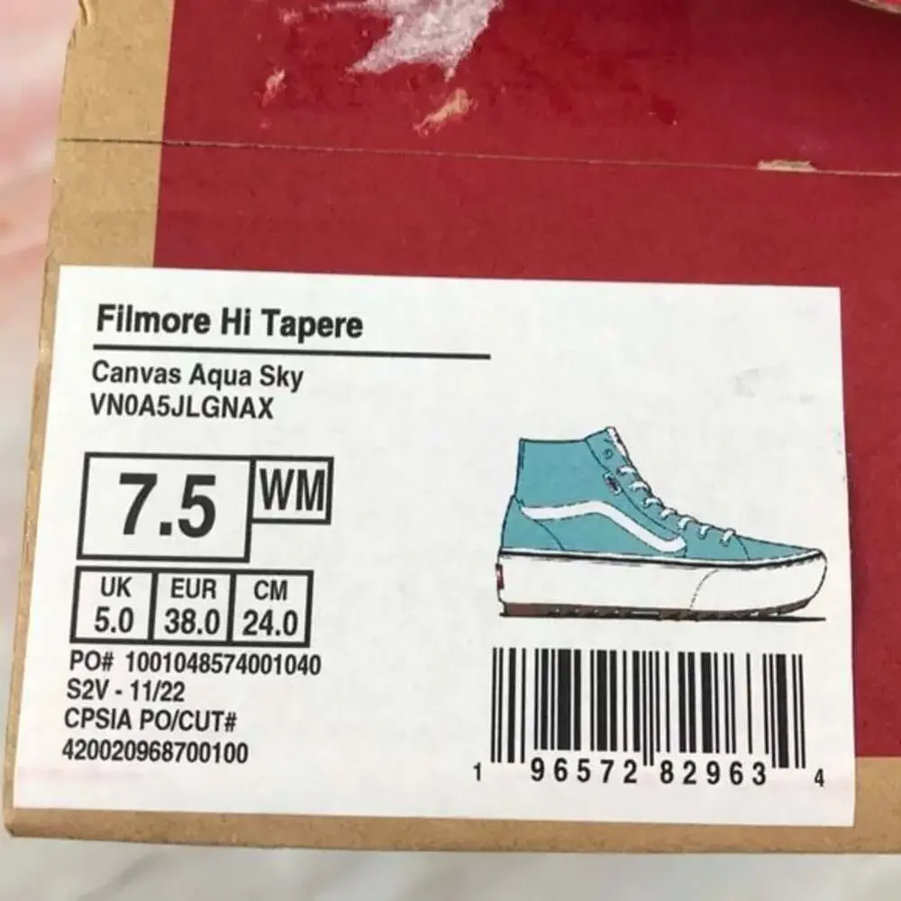 NEW Vans Filmore Hi Tapere Platform in Aqua Sky Canvas